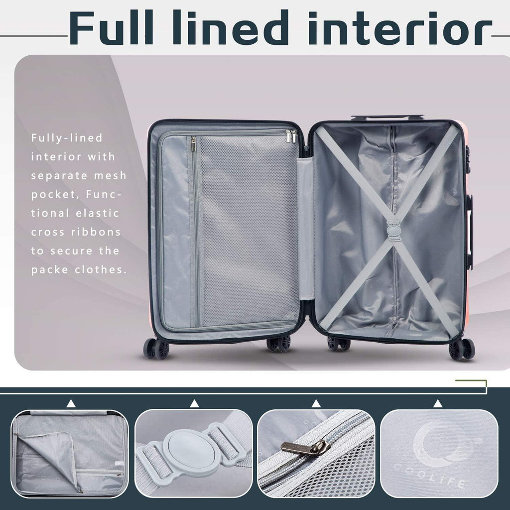 Luggage Expandable Suitcase PC+ABS 3 Piece Set with TSA Lock Spinner 20in24in28in