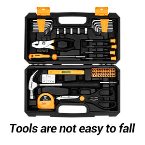 62-Piece Household Tool Set：Small Basic Home Tool Kit with Plastic Toolbox, Hand Tools with StoraCase