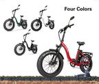 SOHOO 48V500W13AH 20" Adult Folding Step-Thru Fat Tire eBike Mountain Bicycle foldable Snow Electric Bicycle (Black)