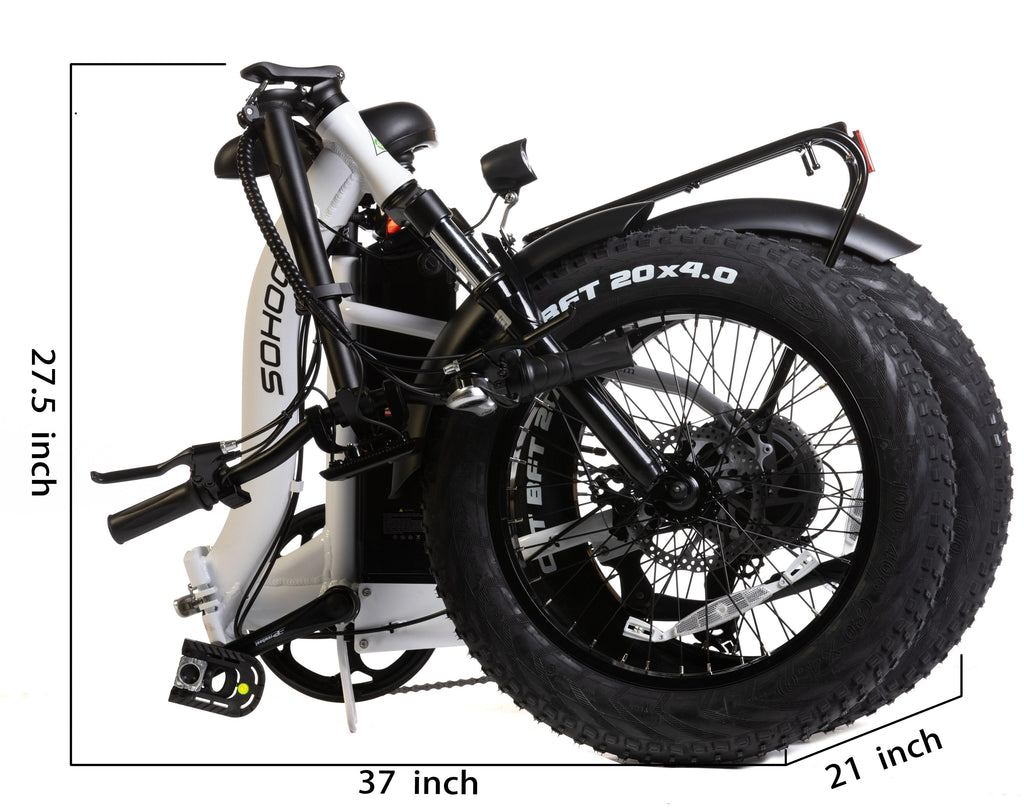 SOHOO 48V500W13AH 20" Adult Folding Step-Thru Fat Tire eBike Mountain Bicycle foldable Snow Electric Bicycle (Black)