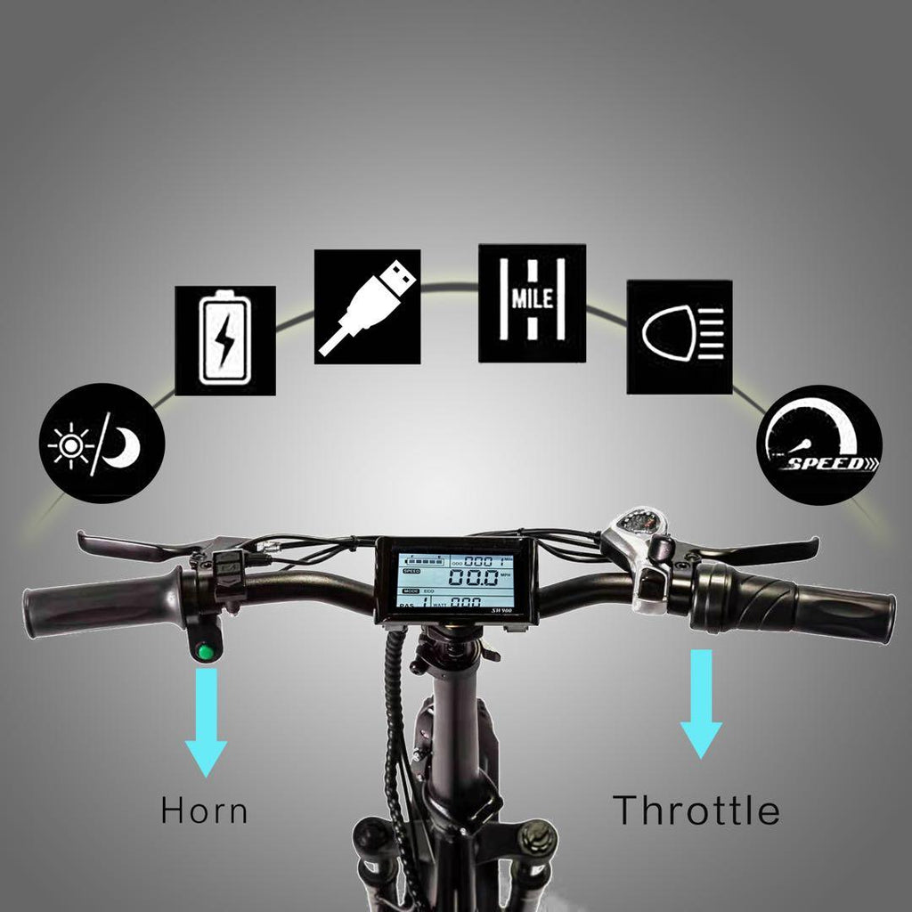 SOHOO 48V500W13AH 20" Adult Folding Step-Thru Fat Tire eBike Mountain Bicycle foldable Snow Electric Bicycle (Black)