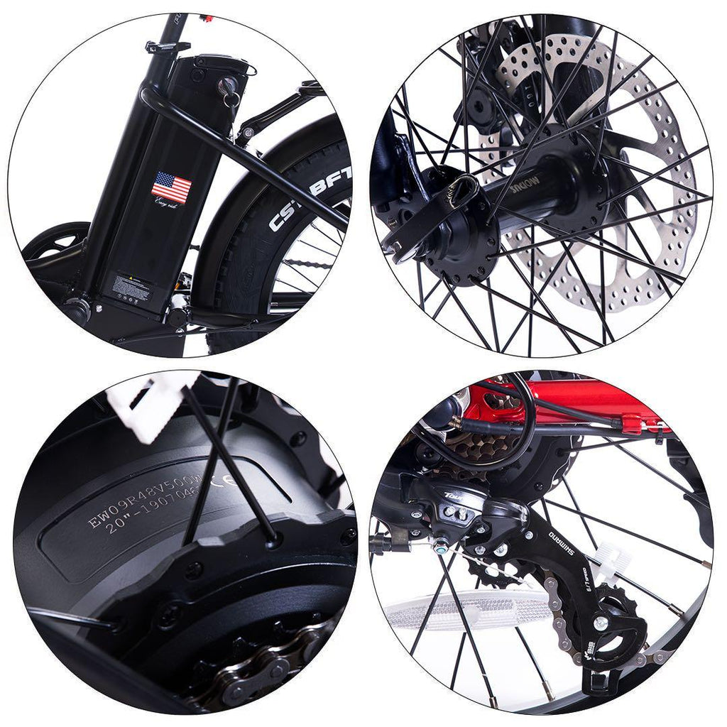 SOHOO 48V500W13AH 20" Adult Folding Step-Thru Fat Tire eBike Mountain Bicycle foldable Snow Electric Bicycle (Black)