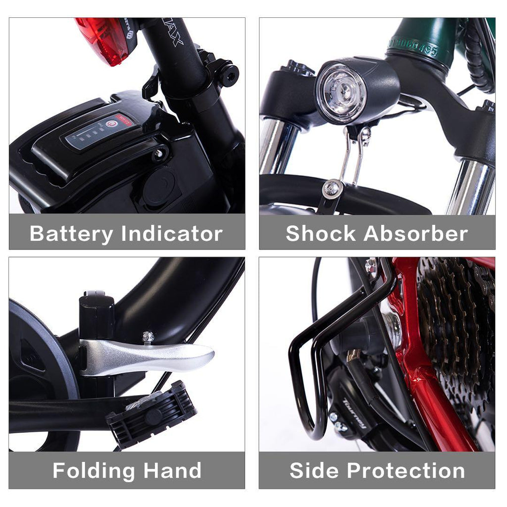 SOHOO 48V500W13AH 20" Adult Folding Step-Thru Fat Tire eBike Mountain Bicycle foldable Snow Electric Bicycle (Black)