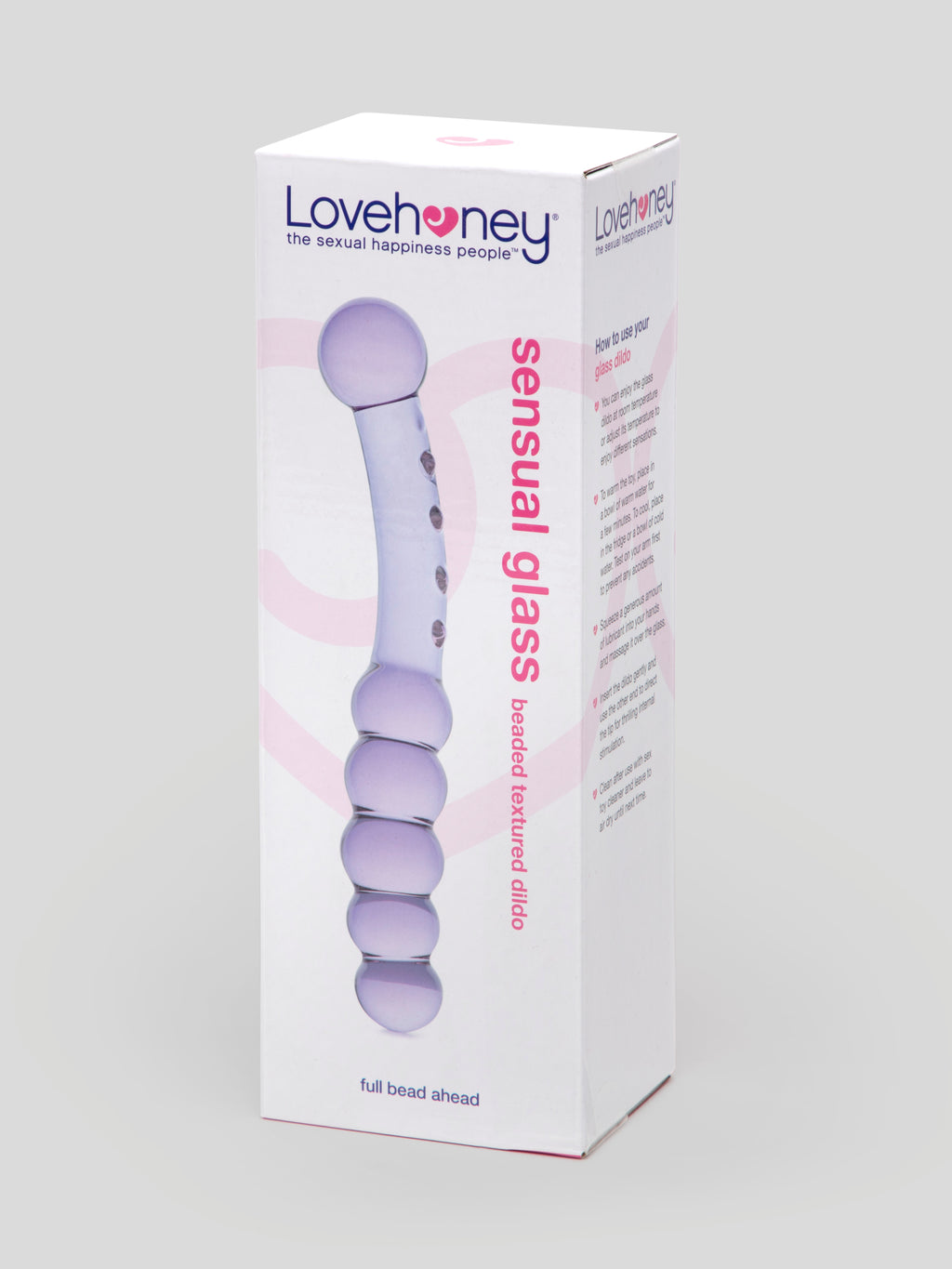 Lovehoney Sensual Glass Beaded Textured Dildo, Purple