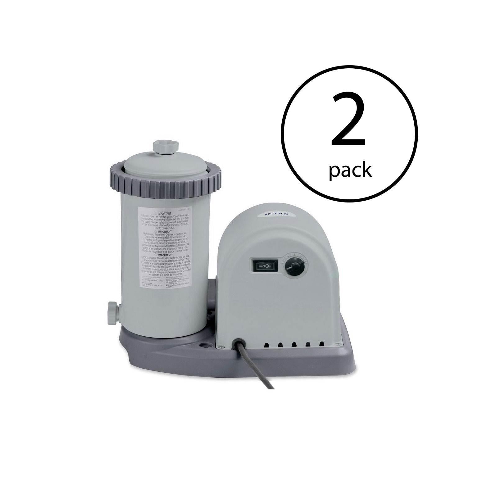 intex 1500 gph easy set pool pump filter cartridge with timer &amp; gfci (2 pack)
