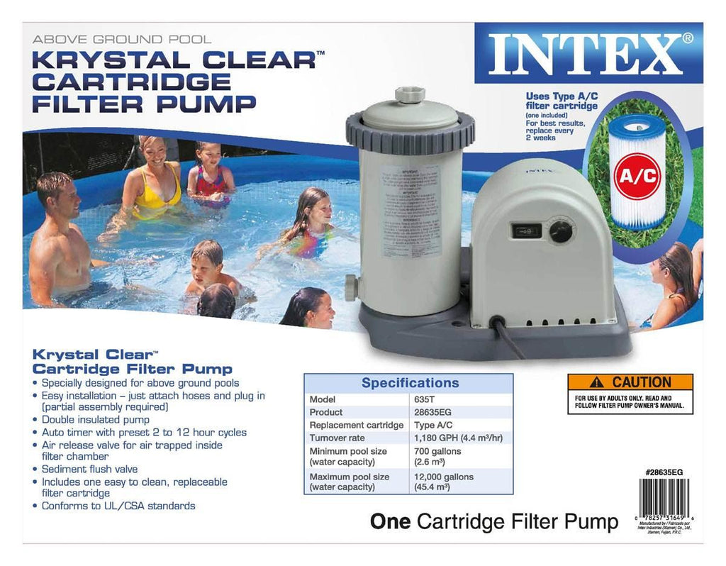 intex 1500 gph easy set pool pump filter cartridge with timer &amp; gfci (2 pack)