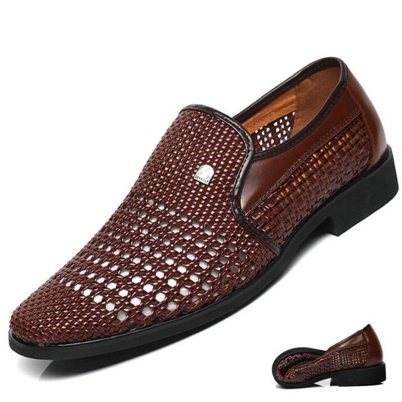 Summer Breathable Middle-Aged Cut-Outs Slip On Shoes