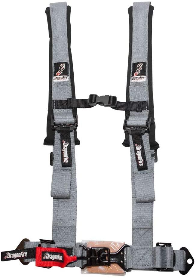 Dragonfire Racing 4-Point H-Style Safety Harness w/Sternum Clip 2" Driver Side Grey - Fits: Can-Am Maverick 1000 X rs DPS 2014-2016