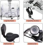 Adult Tricycles, 3 Wheel Bikes for Adults 20/24/26 inch 7 Speed Adult Trikes Bicycles Cruise Trike with LarBasket for Recreation, Shopping, Exercise Men's Women's Bike