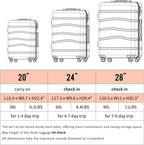 Luggage 3 Piece Set Suitcase ABS Hardshell with Spinner Wheels and TSA Lock 20in 24in 28in (Apple Green)