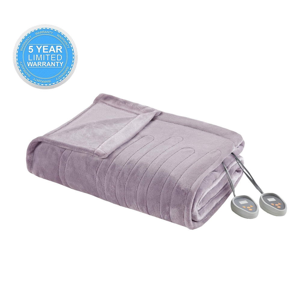 Gracie Mills Ultra Soft Knitted Electric Blanket w/20 Heat Level Settings - Full, Lavender -BR54-0655