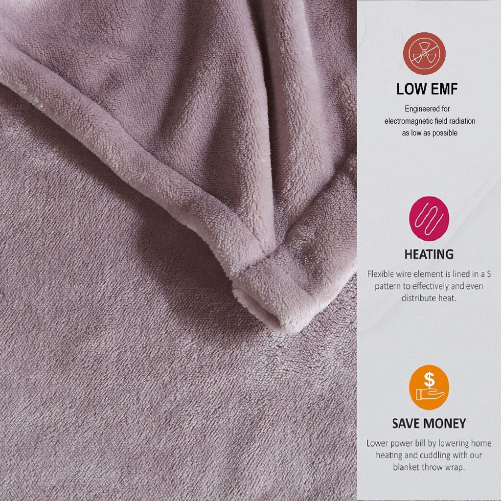 Gracie Mills Ultra Soft Knitted Electric Blanket w/20 Heat Level Settings - Full, Lavender -BR54-0655