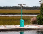 61130 All Seasons Patio Heater with Wheels 46,000 BTU Output Electronic Ignition System Portable Outdoor Propane Heater For Commercial &amp; Residential - Aqua Blue