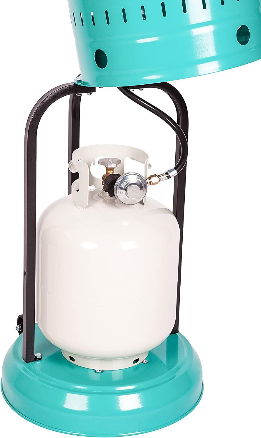 61130 All Seasons Patio Heater with Wheels 46,000 BTU Output Electronic Ignition System Portable Outdoor Propane Heater For Commercial &amp; Residential - Aqua Blue