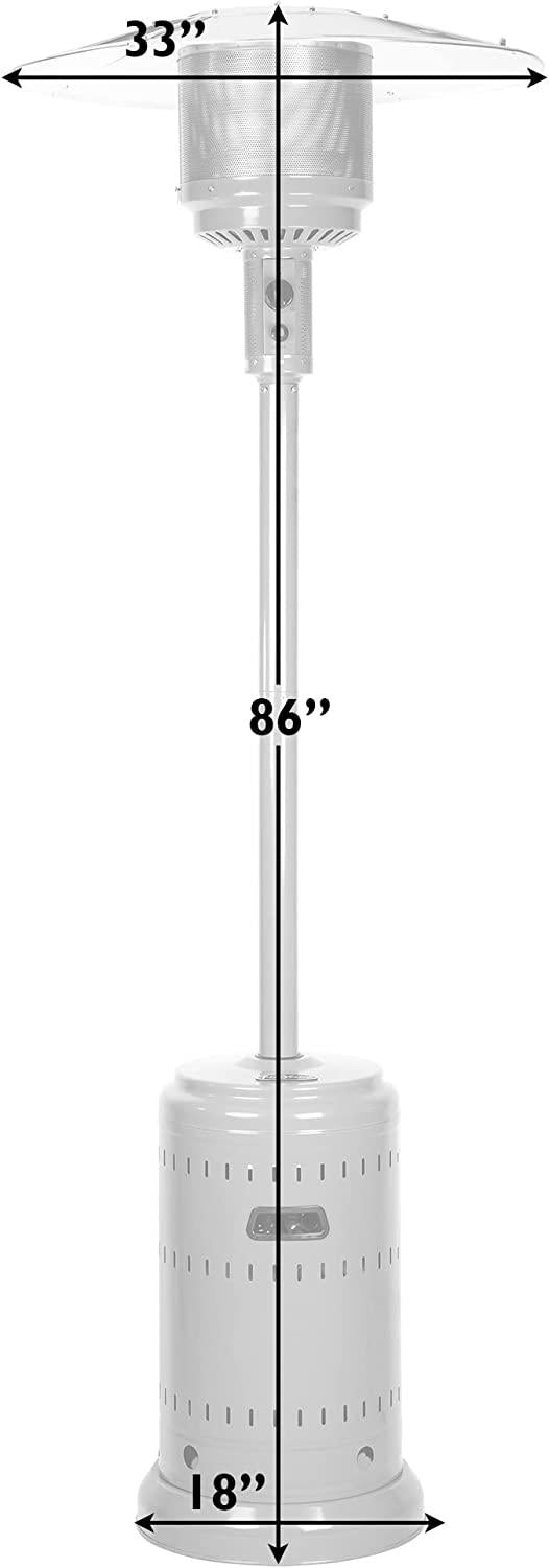 61130 All Seasons Patio Heater with Wheels 46,000 BTU Output Electronic Ignition System Portable Outdoor Propane Heater For Commercial &amp; Residential - Aqua Blue