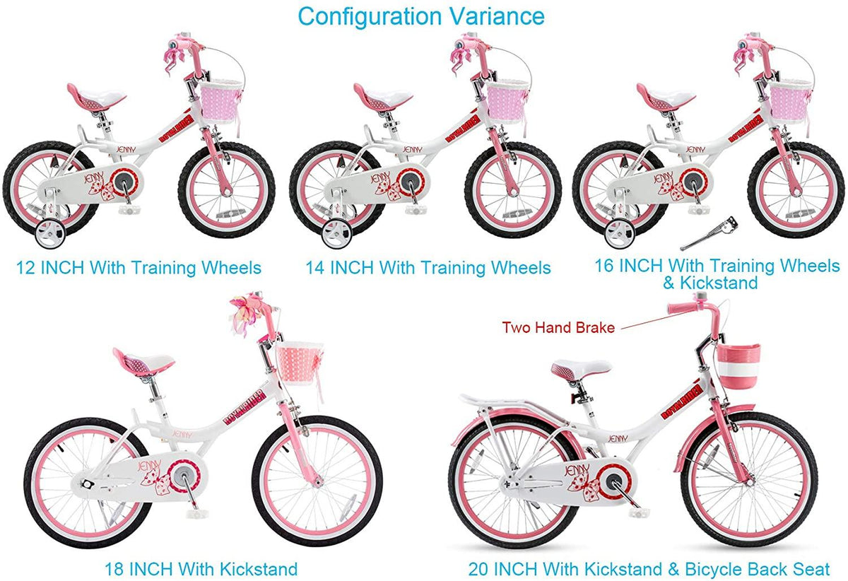 Royalbaby Jenny Princess Pink Girls Bike with Training Wheels and Basket, Best Gifts for Girls. 12 Inch, 14 Inch, 16 Inch Avaliable (Pink, 14 Inch)