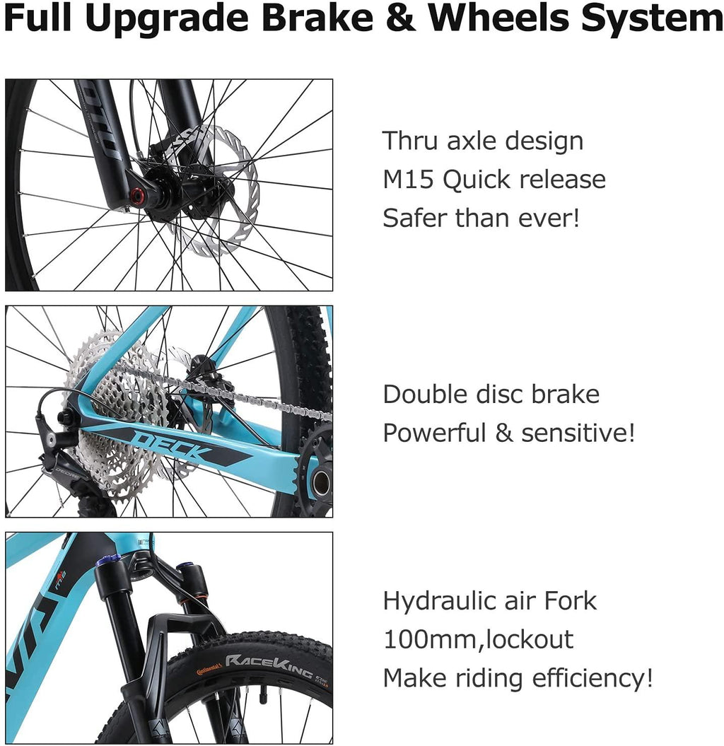 SAVADECK Carbon Fiber Mountain Bike, DECK6.1 MTB 27.5" Complete Hard Tail Mountain Bicycle 12 Speeds with  DEORE M6100 Group Set