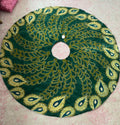 NWT Anthropologie Velvet Peacock Beaded Embroidered Christmas Tree Skirt 60"