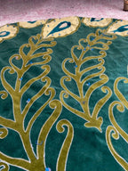NWT Anthropologie Velvet Peacock Beaded Embroidered Christmas Tree Skirt 60"