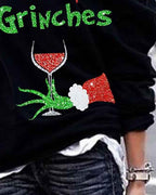 christmas sequins letter pattern long sleeve sweatshirt