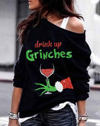 christmas sequins letter pattern long sleeve sweatshirt