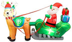 Taek-cheon Christmas Inflatable Decorations Santa Claus Christmas Moose with Gifts Box Pulling Car LED Light with Ground Fork Transformer Rope  Air Blown Garden Decoration