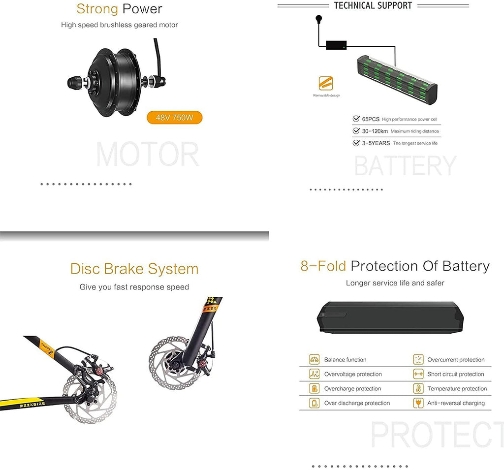 750W Fat Tire Electric Bike Adults BAFAGN Motor Electric Mountain E-Bike Samsung 48V Lithium Battery  7-Speed Snow Bicycle E Bikes UL GCC