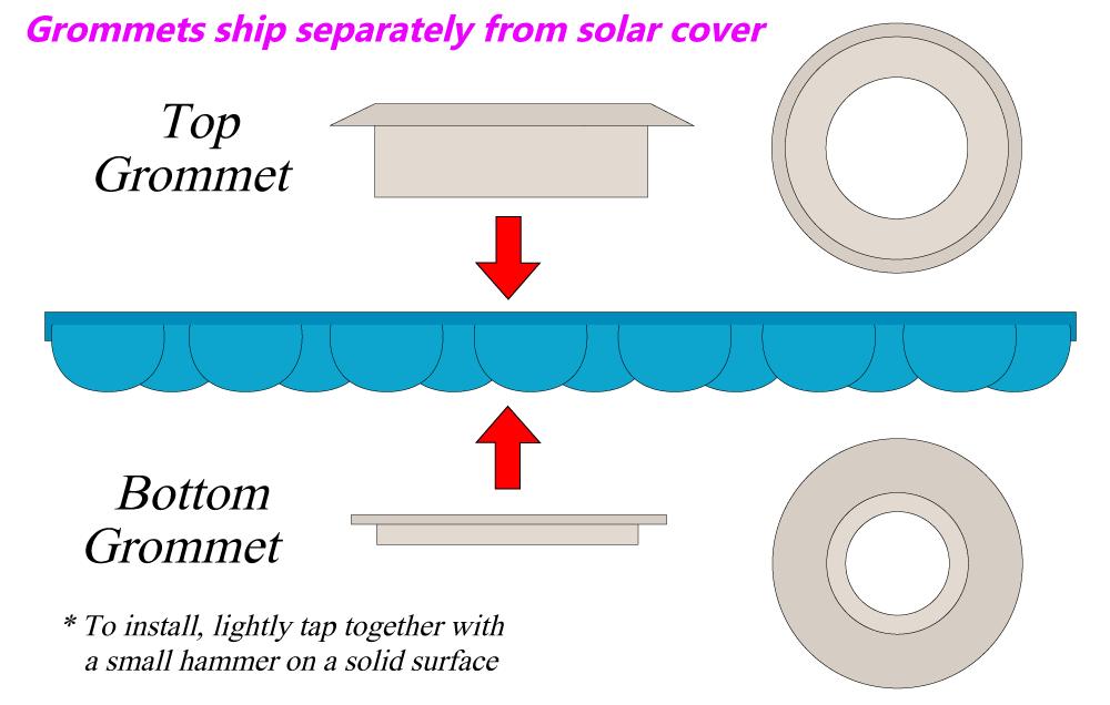 30' round swimming pool solar cover blanket 800, 1200 and 1600 series w grommets