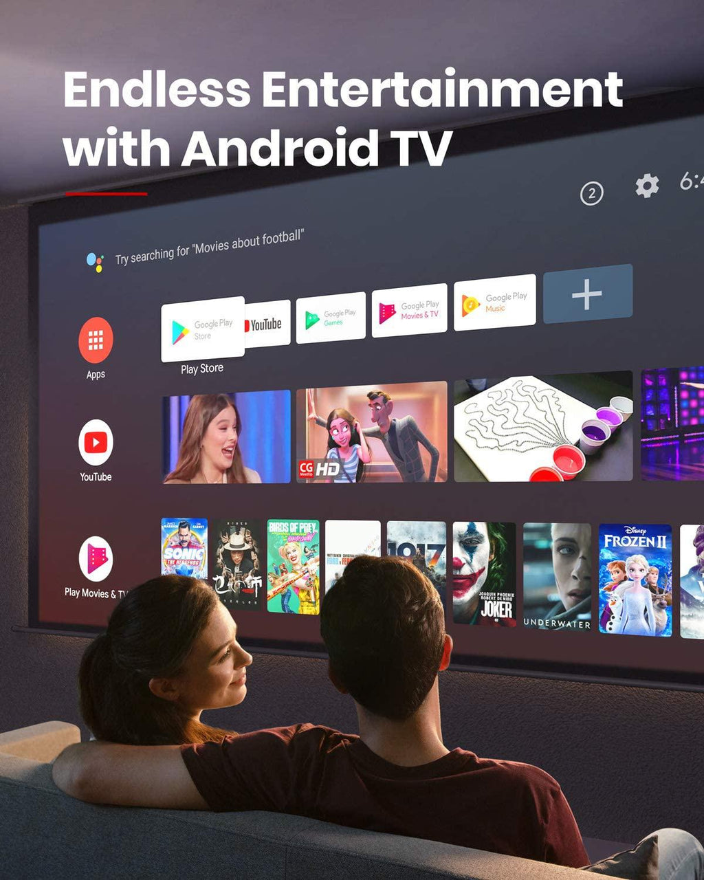 anker nebula cosmos max 4k projector uhd home theater android tv dolby 3d apps