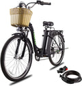 26'' Electric Bike for Adult, Cargo Electric Bicycle Camel Style, 250W Brushless Motor and 10.5Ah Removable Lithium Battery| Commuting Essentials (Basket and Lock)