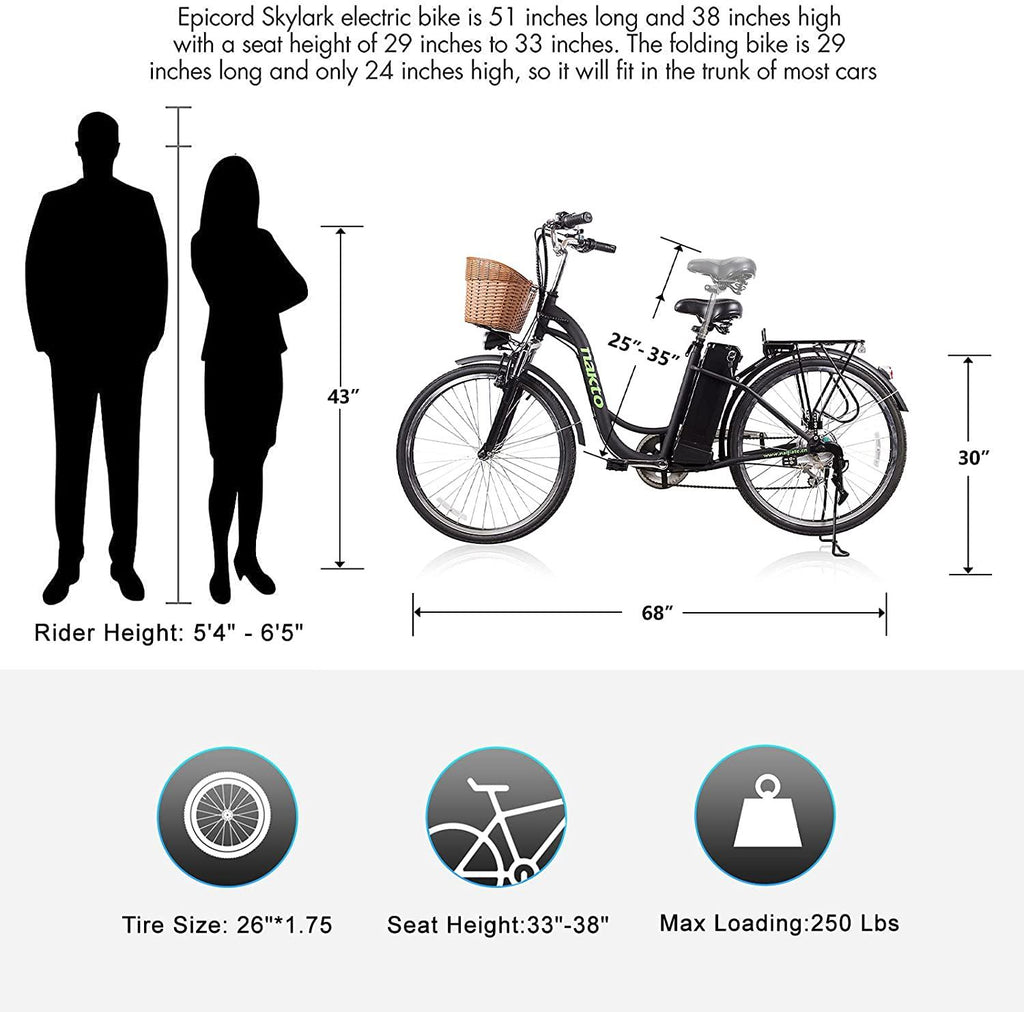 26'' Electric Bike for Adult, Cargo Electric Bicycle Camel Style, 250W Brushless Motor and 10.5Ah Removable Lithium Battery| Commuting Essentials (Basket and Lock)