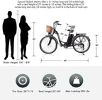 26'' Electric Bike for Adult, Cargo Electric Bicycle Camel Style, 250W Brushless Motor and 10.5Ah Removable Lithium Battery| Commuting Essentials (Basket and Lock)