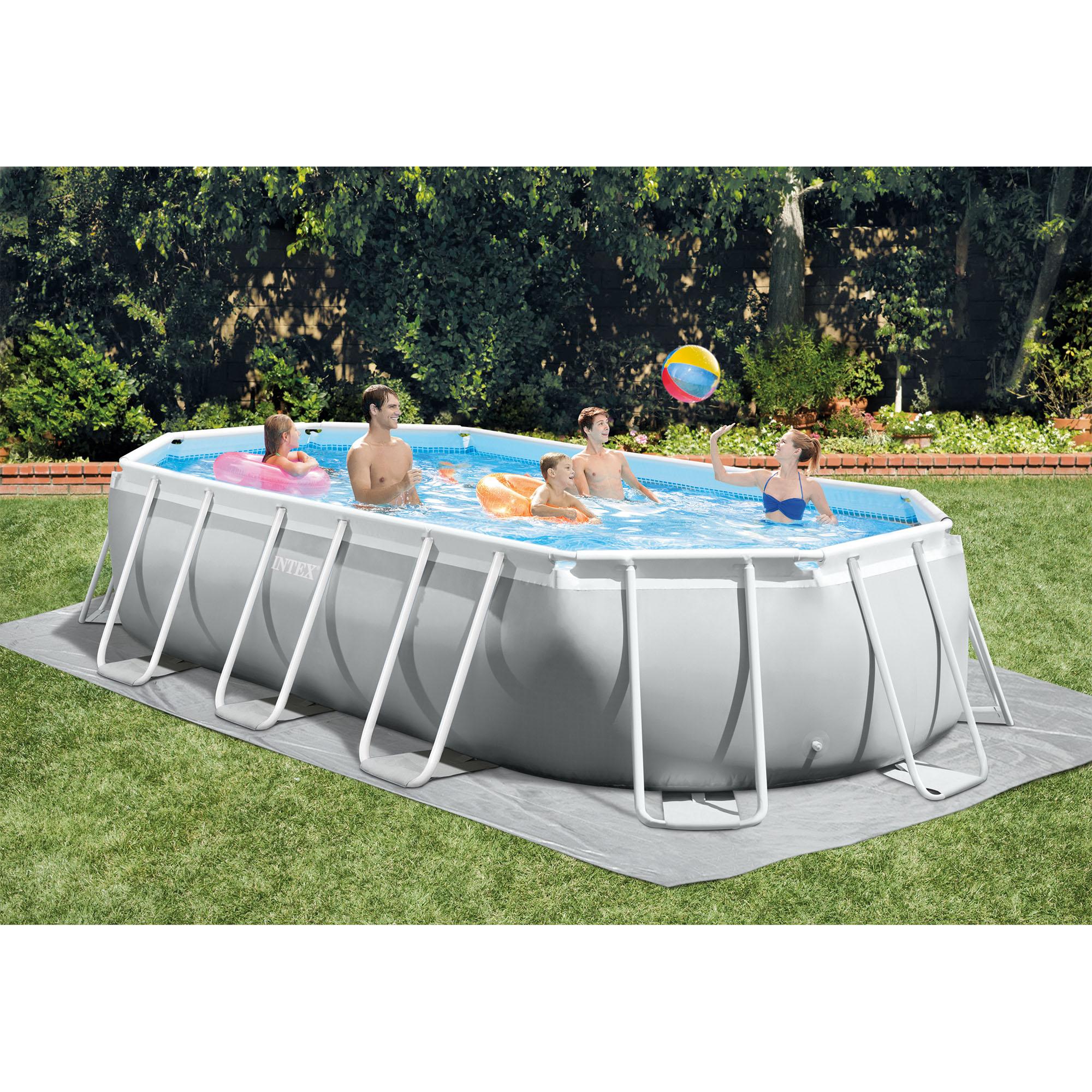 26795EH Prism Frame 16.5ft x 9ft 48in Outdoor Frame Above Ground Oval Swimming Pool Set with Filter Pump, Pool Cover,