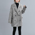 mid-length fashion large plaid woolen coat