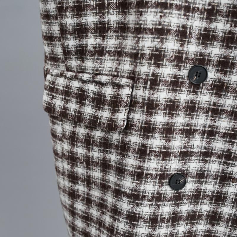 mid-length fashion large plaid woolen coat