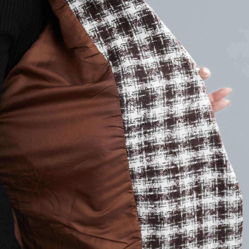 mid-length fashion large plaid woolen coat