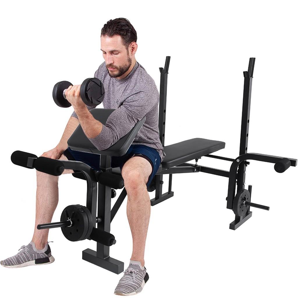 Adjustable Weight Lift Bench Rack Set Fitness Barbell Dumbbell Workout