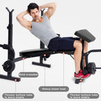Adjustable Weight Lift Bench Rack Set Fitness Barbell Dumbbell Workout