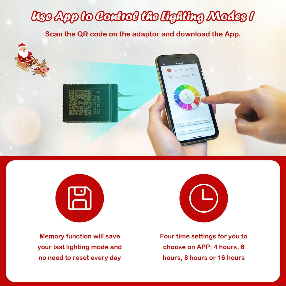 7ft App-Controlled Pre-lit Christmas Tree Multicolor Lights w/ 15 Modes