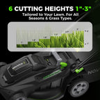 40V 17-Inch Cordless Lawn Mower, Brushless Electric Lawn Mower with Dual 4.0Ah Batteries &amp; Charger, 6 Cutting Heights, 2-in-1 Mulching &amp; Bagging