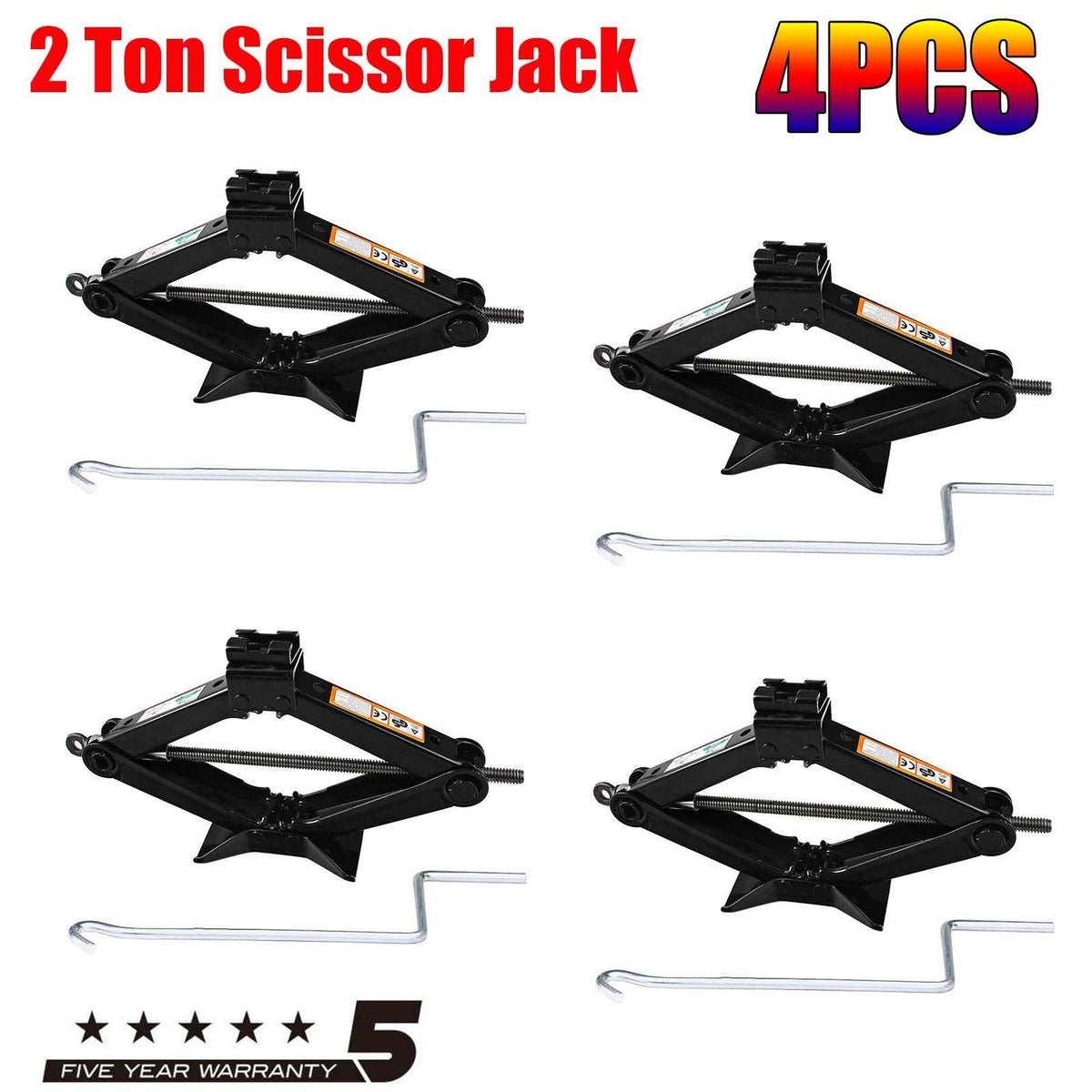 4PCS 2Ton RV Camper Leveling Scissor Jacks Trailer Stabilizer w/Handle Black