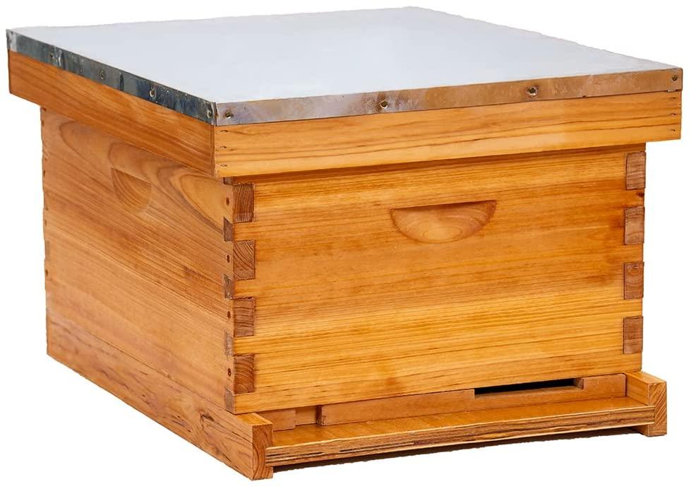 honey lake 10-frame bee hives and supplies starter kit, beeswax coated beehive starter kit including beekeeping supplies tools set with bee hat veil