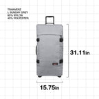 Tranverz - Suitcase with Wheels - Rolling Luggage for Travel with TSA Lock, 2 Wheels, 2 Compartments, and Compression Straps - L, Sunday Grey