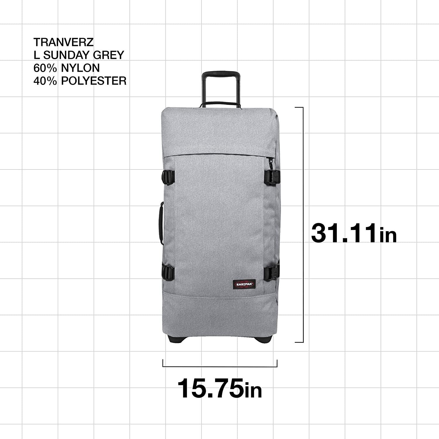 Tranverz - Suitcase with Wheels - Rolling Luggage for Travel with TSA Lock, 2 Wheels, 2 Compartments, and Compression Straps - L, Sunday Grey