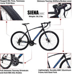 Tommaso Siena  Tourney Gravel Adventure Bike with Disc Brakes, Extra Wide Tires, Perfect for Road Or Dirt Touring, Matte Black