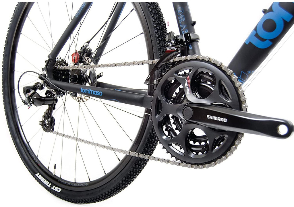 Tommaso Siena  Tourney Gravel Adventure Bike with Disc Brakes, Extra Wide Tires, Perfect for Road Or Dirt Touring, Matte Black