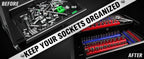 Magnetic Socket Organizer Set, 6PCS Socket Holder, 1/4", 3/8", 1/2" Sockets Holds 143 Pieces Magnetic Sockets Trays (Blue&red, 6 Pcs)