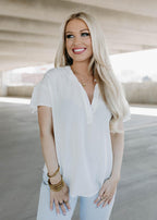 blake flutter top - white
