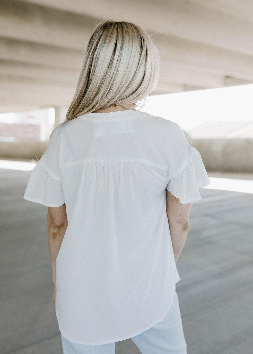 blake flutter top - white