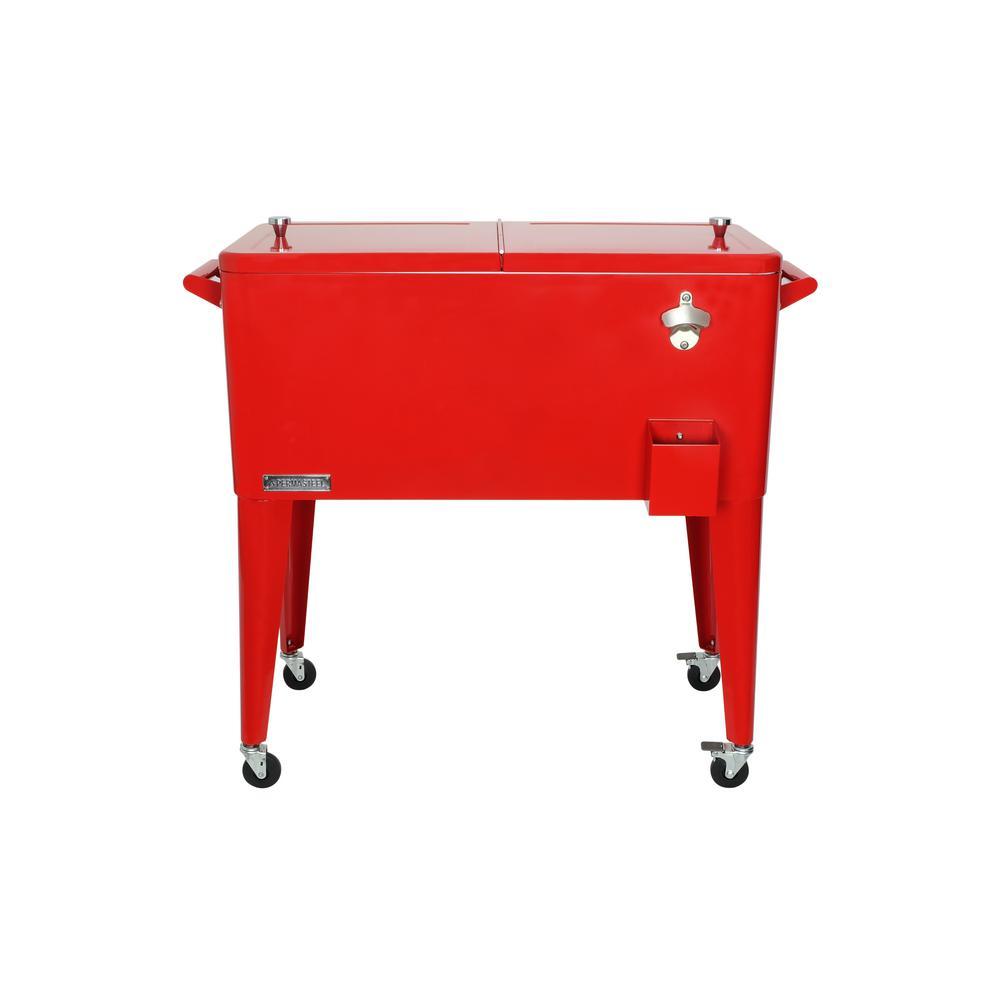 80 Qt. Red Rolling Patio Cooler